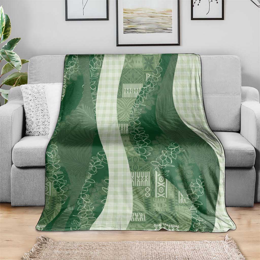 Polynesian Tribal Pattern Patchwork Picturesque Blanket Sage Green LT7 - Polynesian Pride