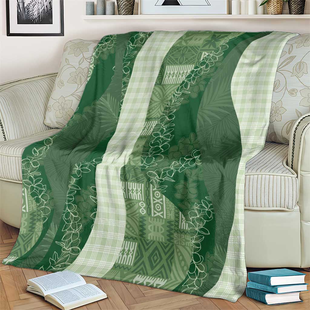 Polynesian Tribal Pattern Patchwork Picturesque Blanket Sage Green LT7 - Polynesian Pride