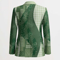 Polynesian Tribal Pattern Patchwork Picturesque Blazer Sage Green LT7 - Polynesian Pride