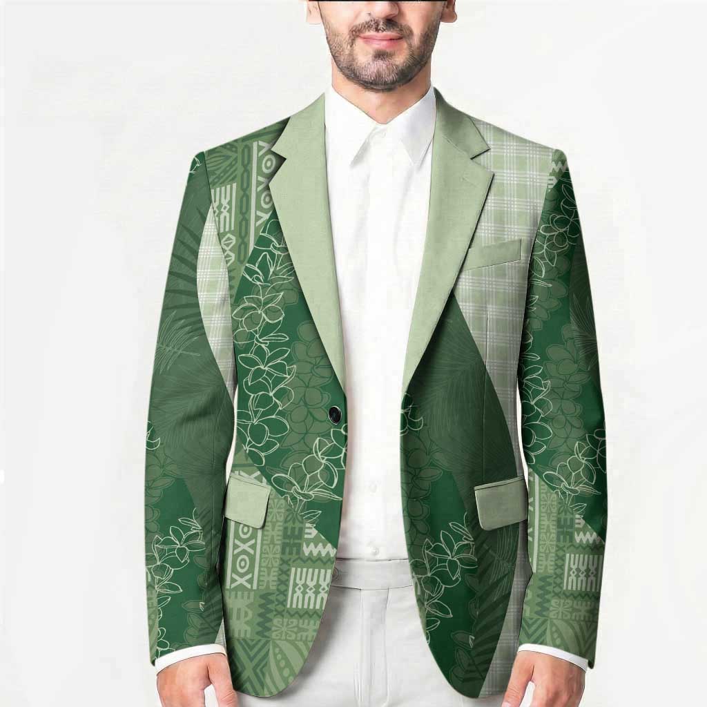 Polynesian Tribal Pattern Patchwork Picturesque Blazer Sage Green LT7 - Polynesian Pride