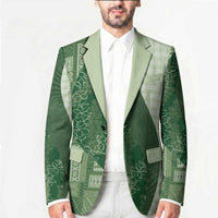 Polynesian Tribal Pattern Patchwork Picturesque Blazer Sage Green LT7 - Polynesian Pride
