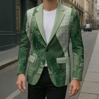 Polynesian Tribal Pattern Patchwork Picturesque Blazer Sage Green LT7 - Polynesian Pride