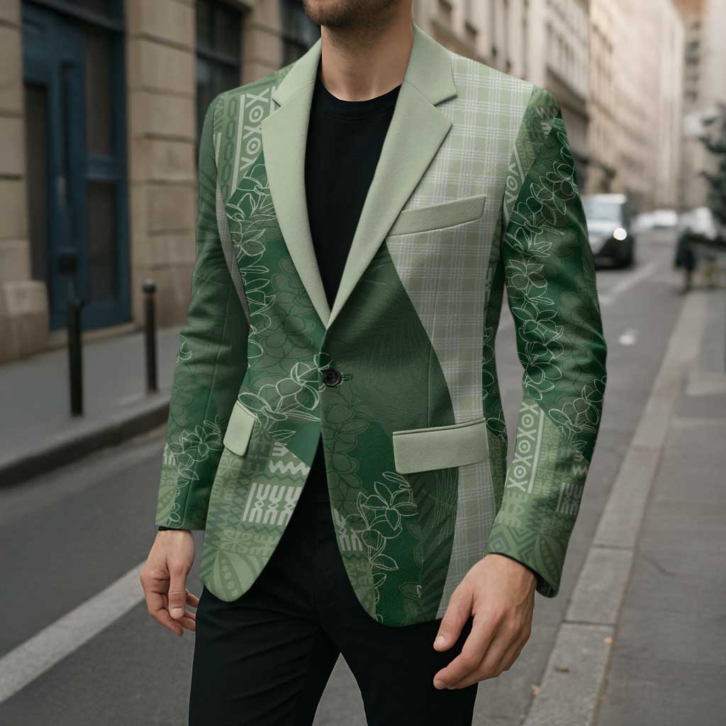 Polynesian Tribal Pattern Patchwork Picturesque Blazer Sage Green LT7 - Polynesian Pride