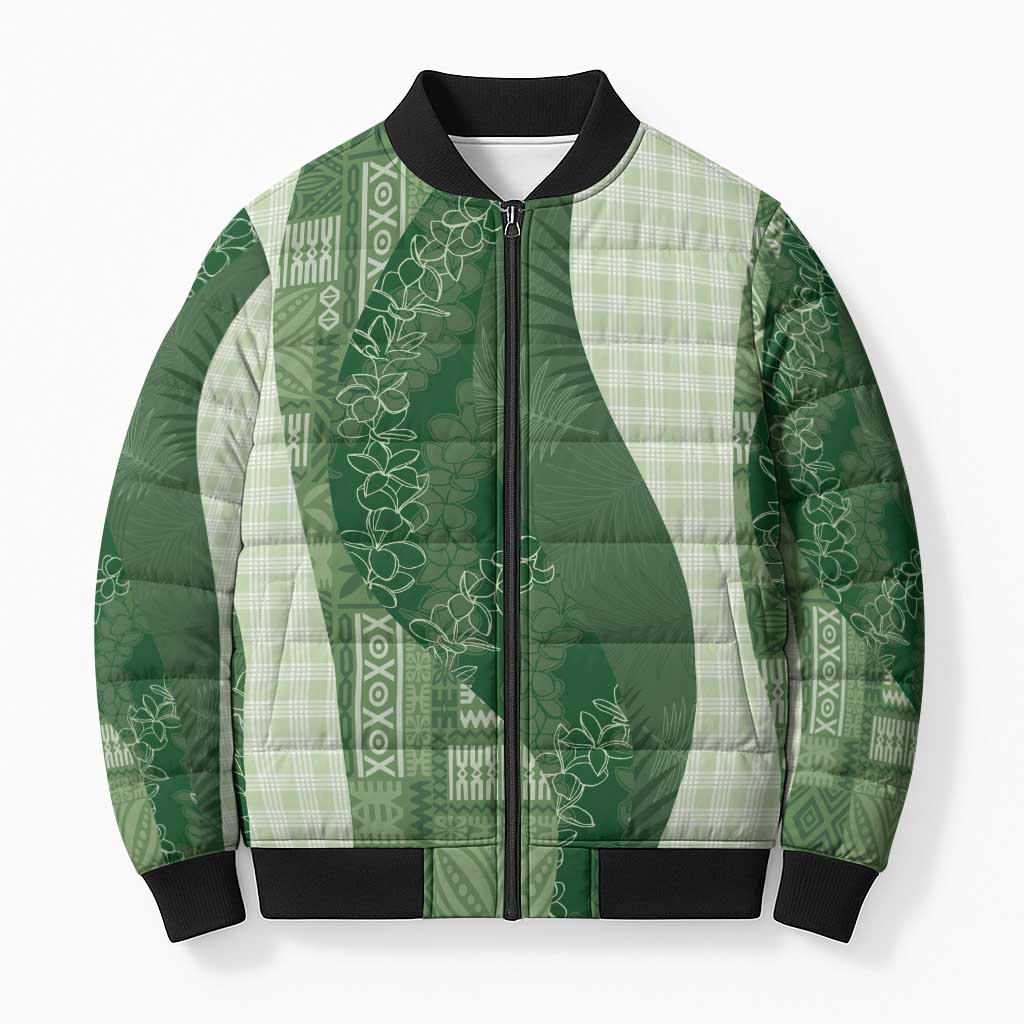 Polynesian Tribal Pattern Patchwork Picturesque Bomber Puffer Jacket Sage Green LT7 Unisex Sage Green - Polynesian Pride