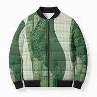 Polynesian Tribal Pattern Patchwork Picturesque Bomber Puffer Jacket Sage Green LT7 Unisex Sage Green - Polynesian Pride