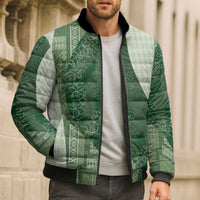 Polynesian Tribal Pattern Patchwork Picturesque Bomber Puffer Jacket Sage Green LT7 - Polynesian Pride