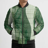Polynesian Tribal Pattern Patchwork Picturesque Bomber Puffer Jacket Sage Green LT7 - Polynesian Pride