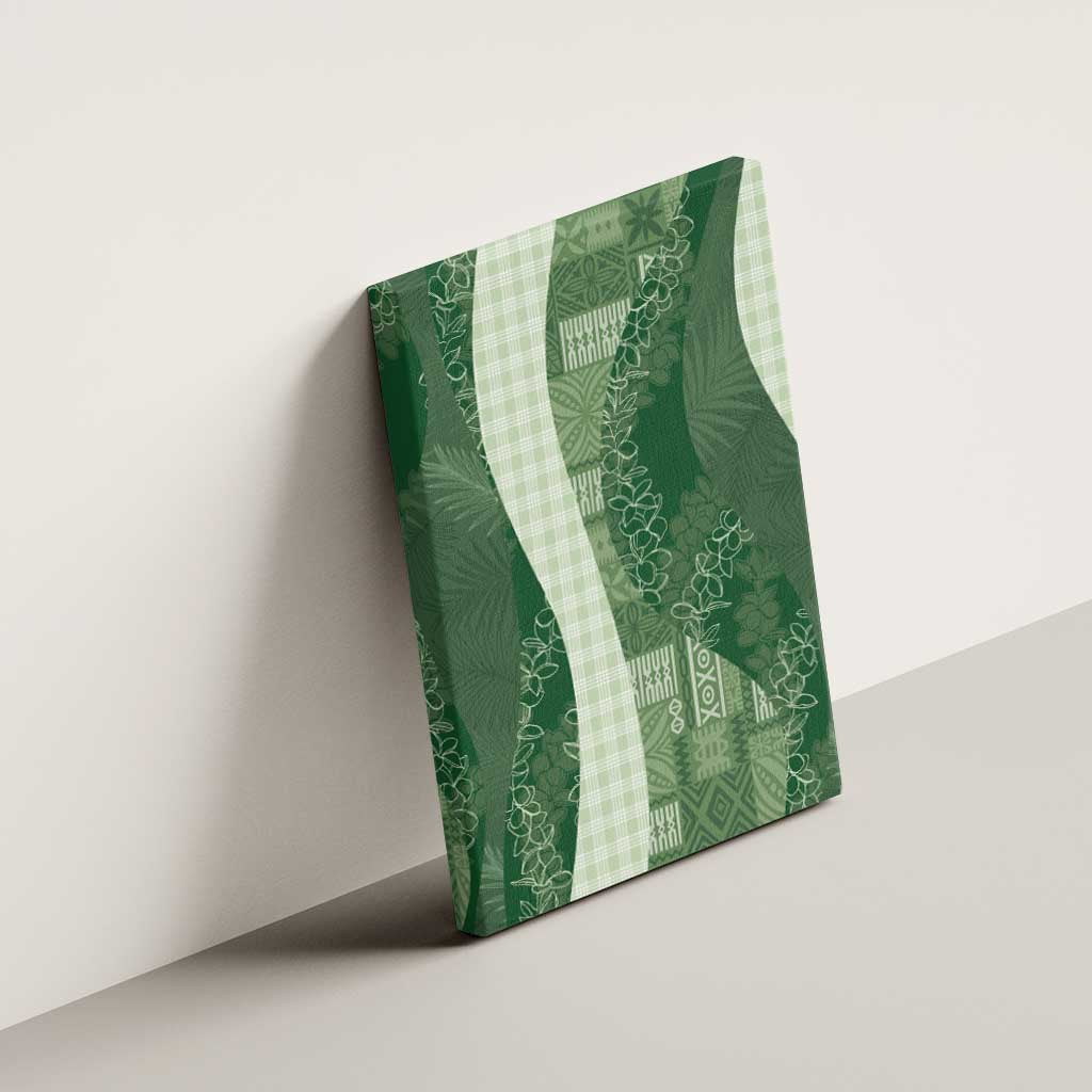 Polynesian Tribal Pattern Patchwork Picturesque Canvas Wall Art Sage Green LT7 - Polynesian Pride
