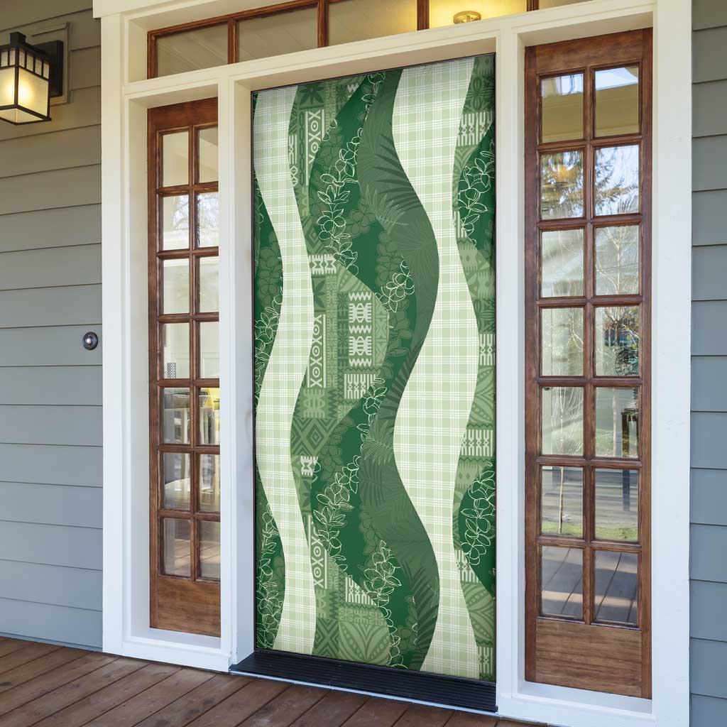 Polynesian Tribal Pattern Patchwork Picturesque Door Cover Sage Green LT7 - Polynesian Pride