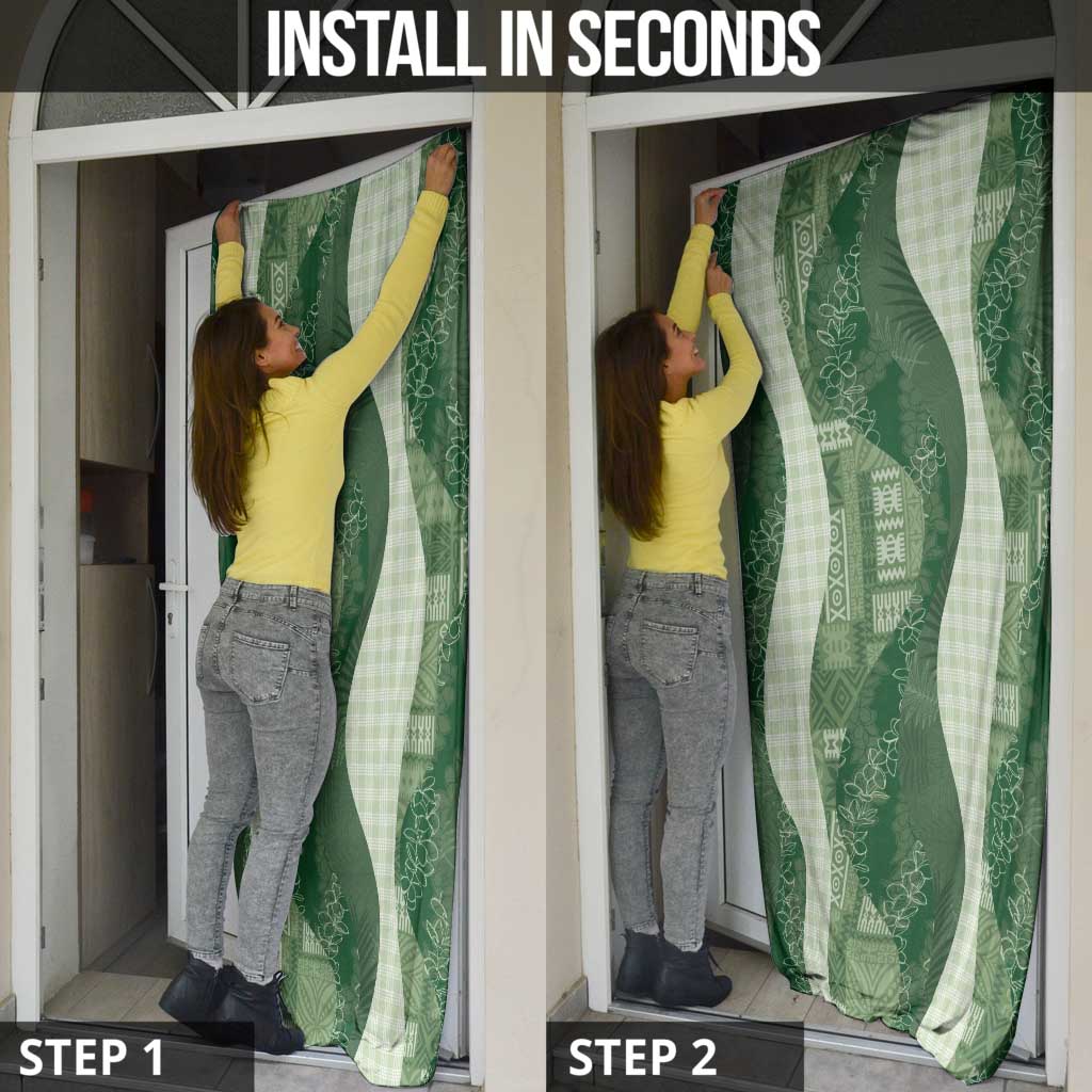 Polynesian Tribal Pattern Patchwork Picturesque Door Cover Sage Green LT7 - Polynesian Pride