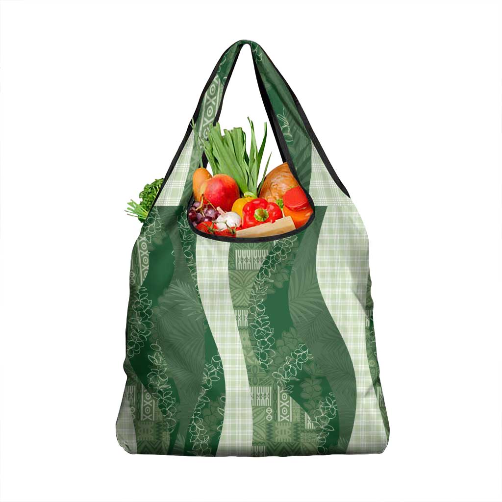 Polynesian Tribal Pattern Patchwork Picturesque Grocery Bag Sage Green LT7 1-pack One Size Sage Green - Polynesian Pride