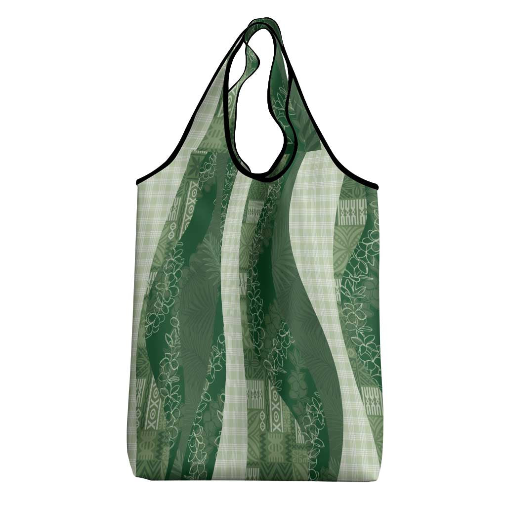 Polynesian Tribal Pattern Patchwork Picturesque Grocery Bag Sage Green LT7 - Polynesian Pride