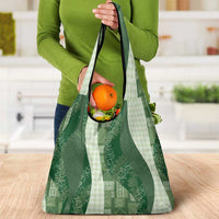 Polynesian Tribal Pattern Patchwork Picturesque Grocery Bag Sage Green LT7 - Polynesian Pride