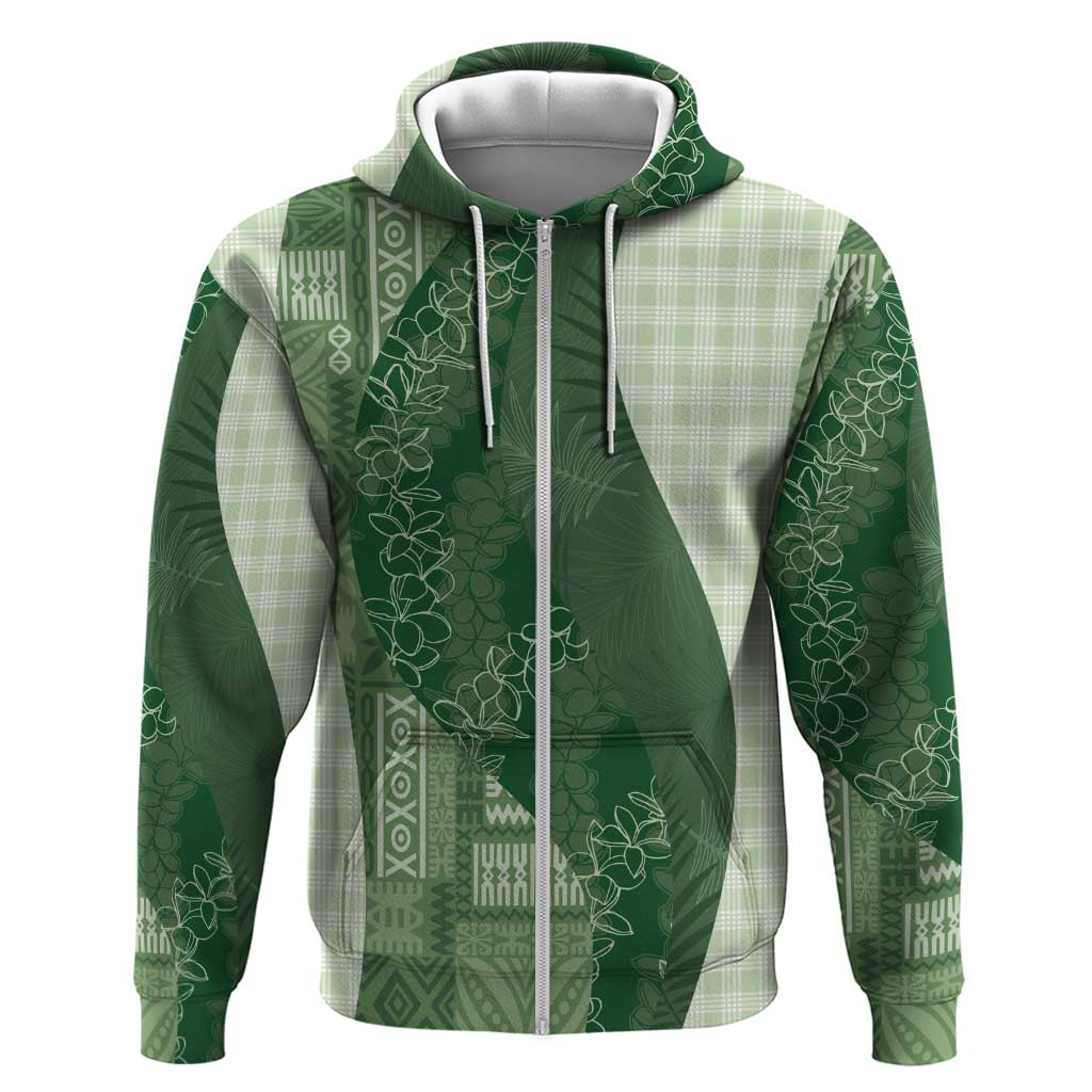 Polynesian Tribal Pattern Patchwork Picturesque Hoodie Sage Green LT7 Zip Hoodie Sage Green - Polynesian Pride