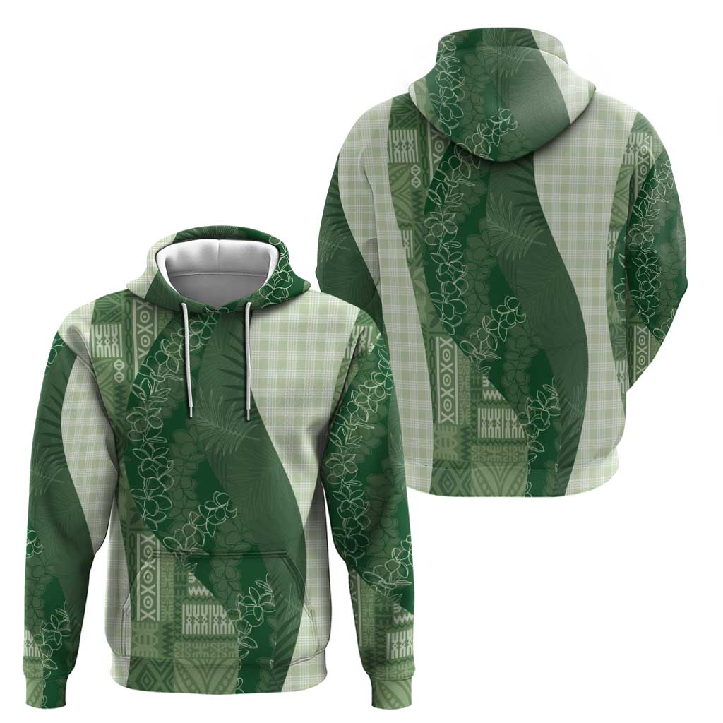 Polynesian Tribal Pattern Patchwork Picturesque Hoodie Sage Green LT7 - Polynesian Pride