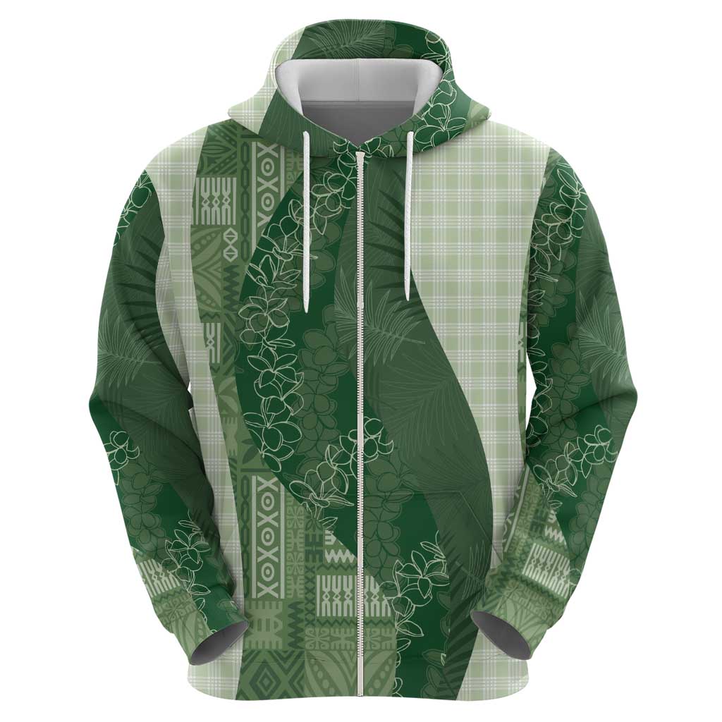 Polynesian Tribal Pattern Patchwork Picturesque Hoodie Sage Green LT7 - Polynesian Pride