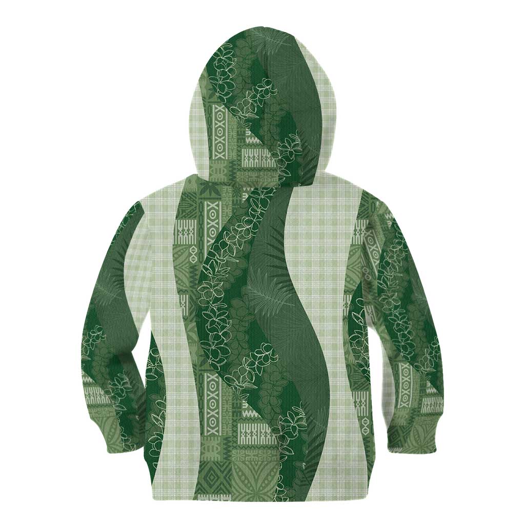 Polynesian Tribal Pattern Patchwork Picturesque Kid Hoodie Sage Green LT7 - Polynesian Pride