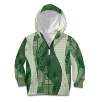 Polynesian Tribal Pattern Patchwork Picturesque Kid Hoodie Sage Green LT7 Zip Hoodie Sage Green - Polynesian Pride