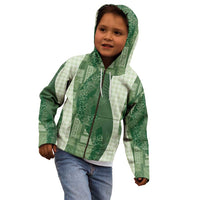 Polynesian Tribal Pattern Patchwork Picturesque Kid Hoodie Sage Green LT7 - Polynesian Pride