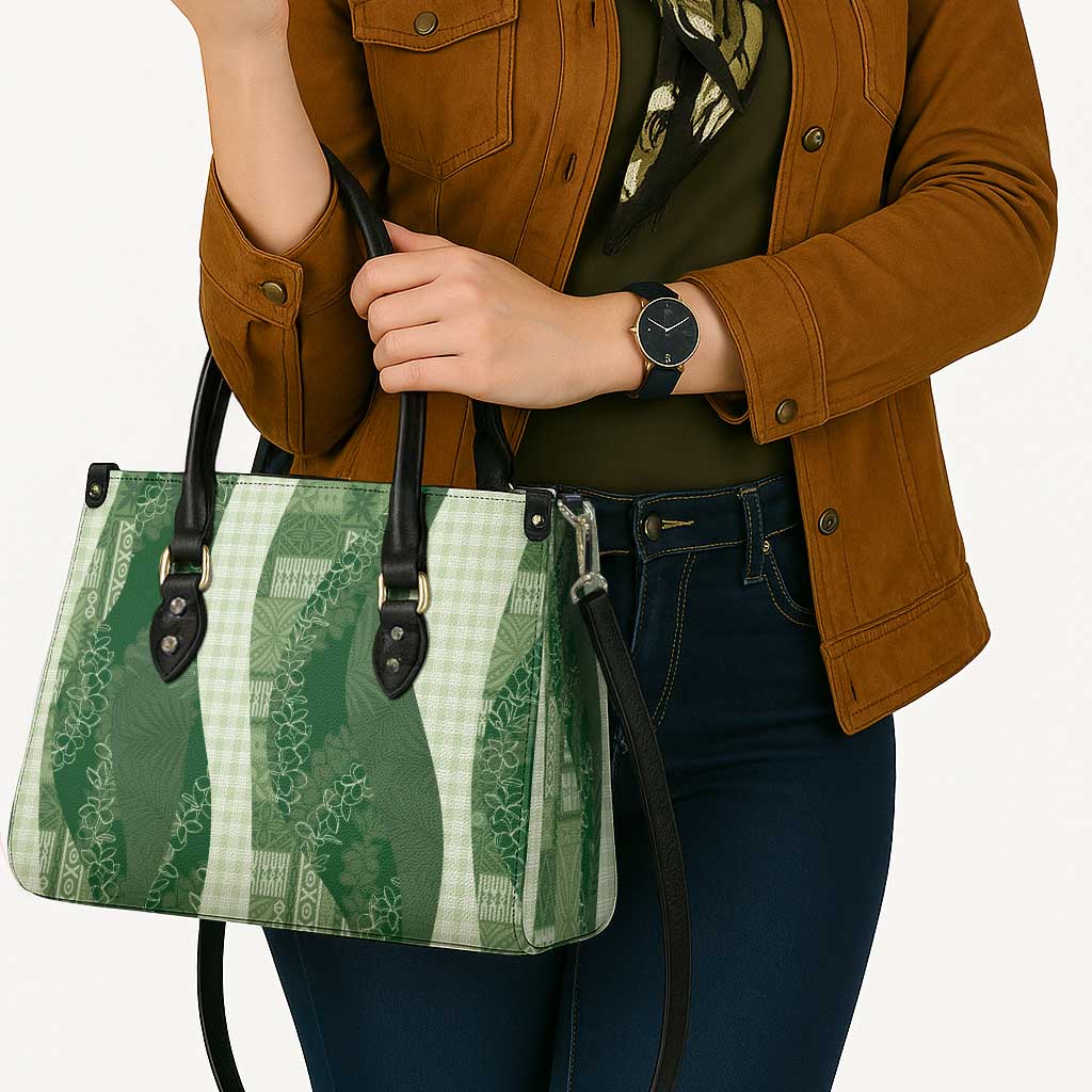 Polynesian Tribal Pattern Patchwork Picturesque Leather Bag Sage Green LT7 - Polynesian Pride