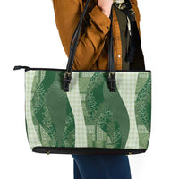 Polynesian Tribal Pattern Patchwork Picturesque Leather Tote Bag Sage Green LT7 - Polynesian Pride