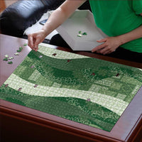 Polynesian Tribal Pattern Patchwork Picturesque Puzzle Sage Green LT7 - Polynesian Pride