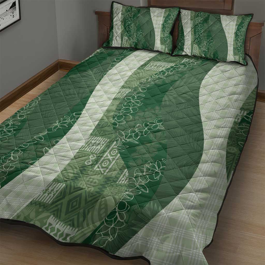 Polynesian Tribal Pattern Patchwork Picturesque Quilt Bed Set Sage Green LT7 - Polynesian Pride