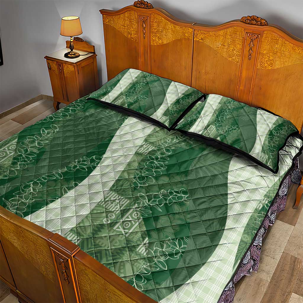 Polynesian Tribal Pattern Patchwork Picturesque Quilt Bed Set Sage Green LT7 - Polynesian Pride