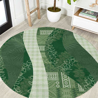Polynesian Tribal Pattern Patchwork Picturesque Round Carpet Sage Green LT7 Sage Green - Polynesian Pride