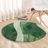 Polynesian Tribal Pattern Patchwork Picturesque Round Carpet Sage Green LT7 - Polynesian Pride
