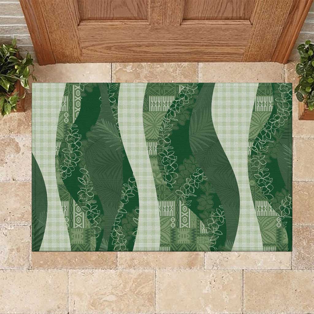 Polynesian Tribal Pattern Patchwork Picturesque Rubber Doormat Sage Green LT7 Sage Green - Polynesian Pride