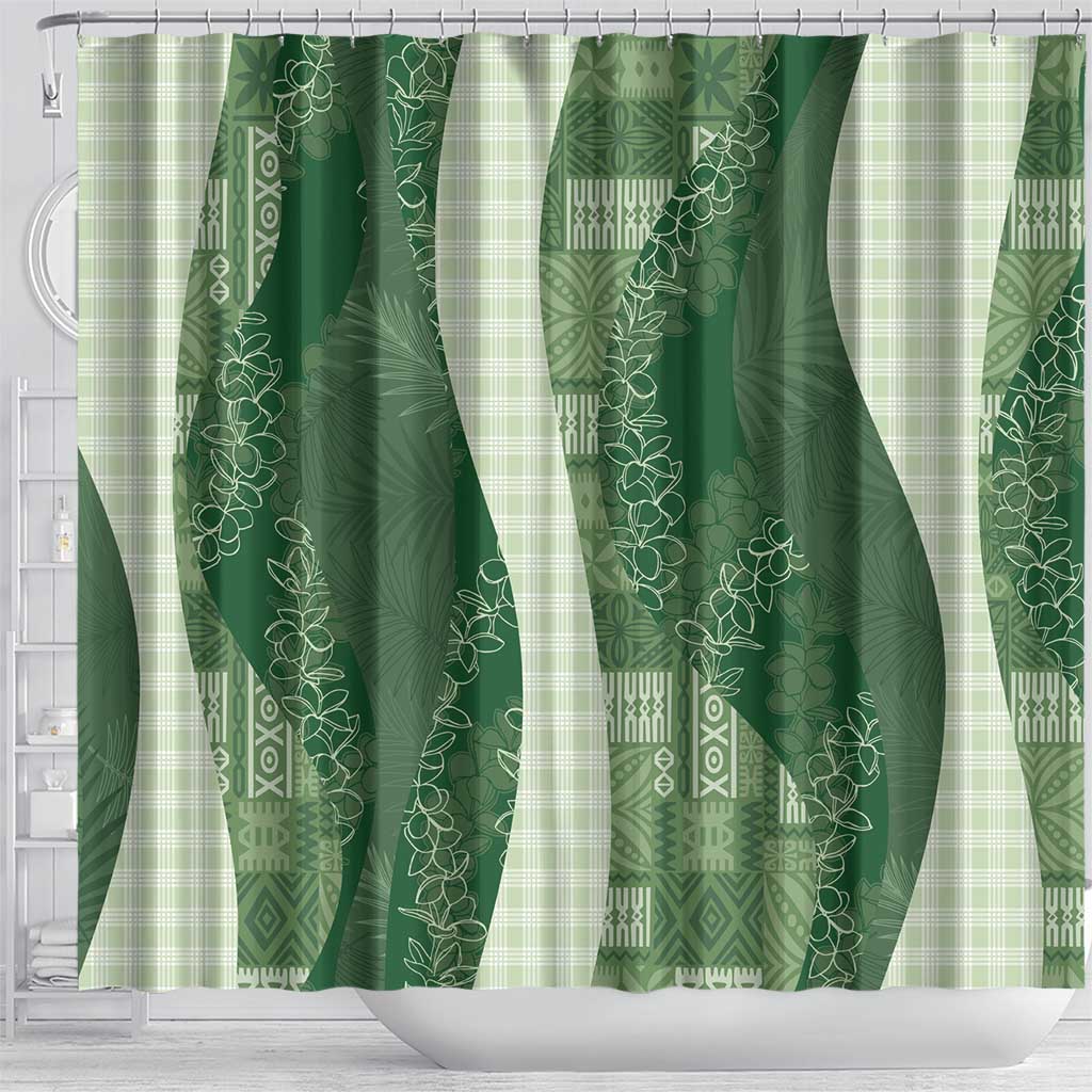 Polynesian Tribal Pattern Patchwork Picturesque Shower Curtain Sage Green LT7 - Polynesian Pride