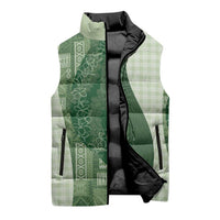 Polynesian Tribal Pattern Patchwork Picturesque Sleeveless Puffer Jacket Sage Green LT7 - Polynesian Pride