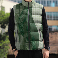 Polynesian Tribal Pattern Patchwork Picturesque Sleeveless Puffer Jacket Sage Green LT7 - Polynesian Pride