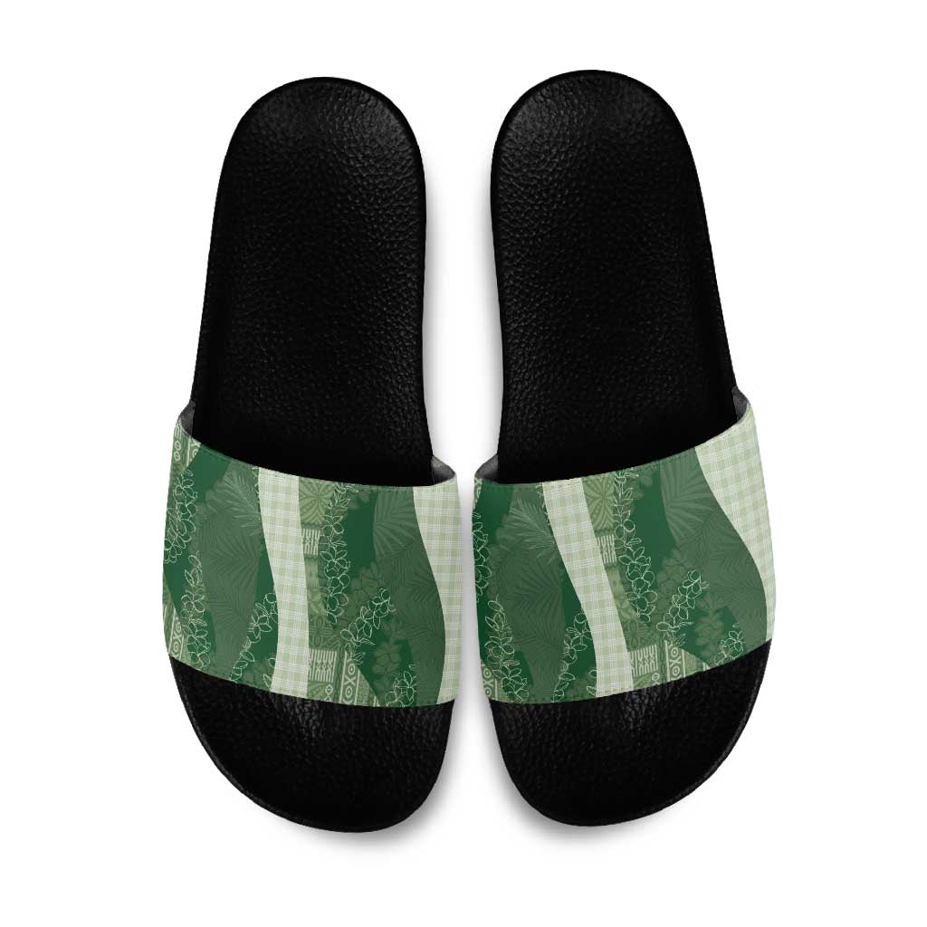 Polynesian Tribal Pattern Patchwork Picturesque Slide Sandals Sage Green LT7 Sage Green - Polynesian Pride