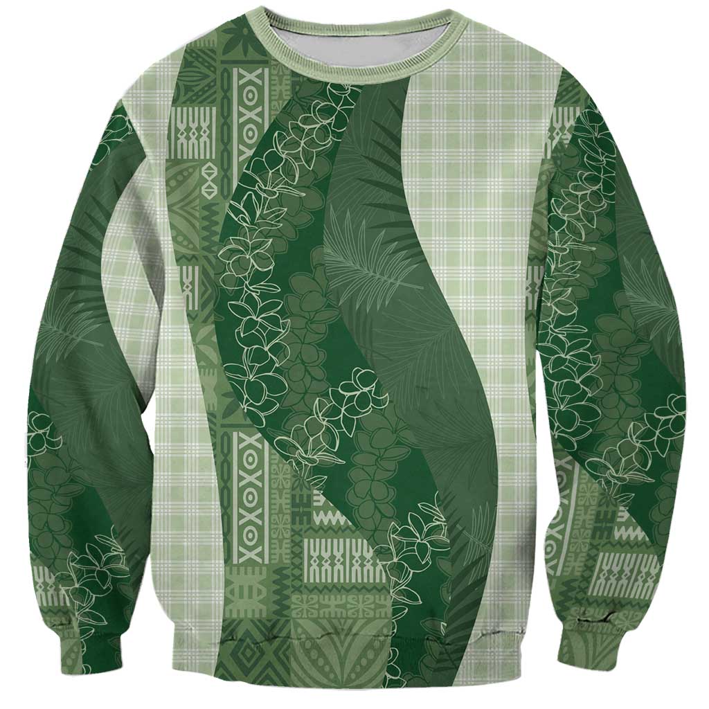 Polynesian Tribal Pattern Patchwork Picturesque Sweatshirt Sage Green LT7 Unisex Sage Green - Polynesian Pride