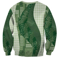 Polynesian Tribal Pattern Patchwork Picturesque Sweatshirt Sage Green LT7 - Polynesian Pride