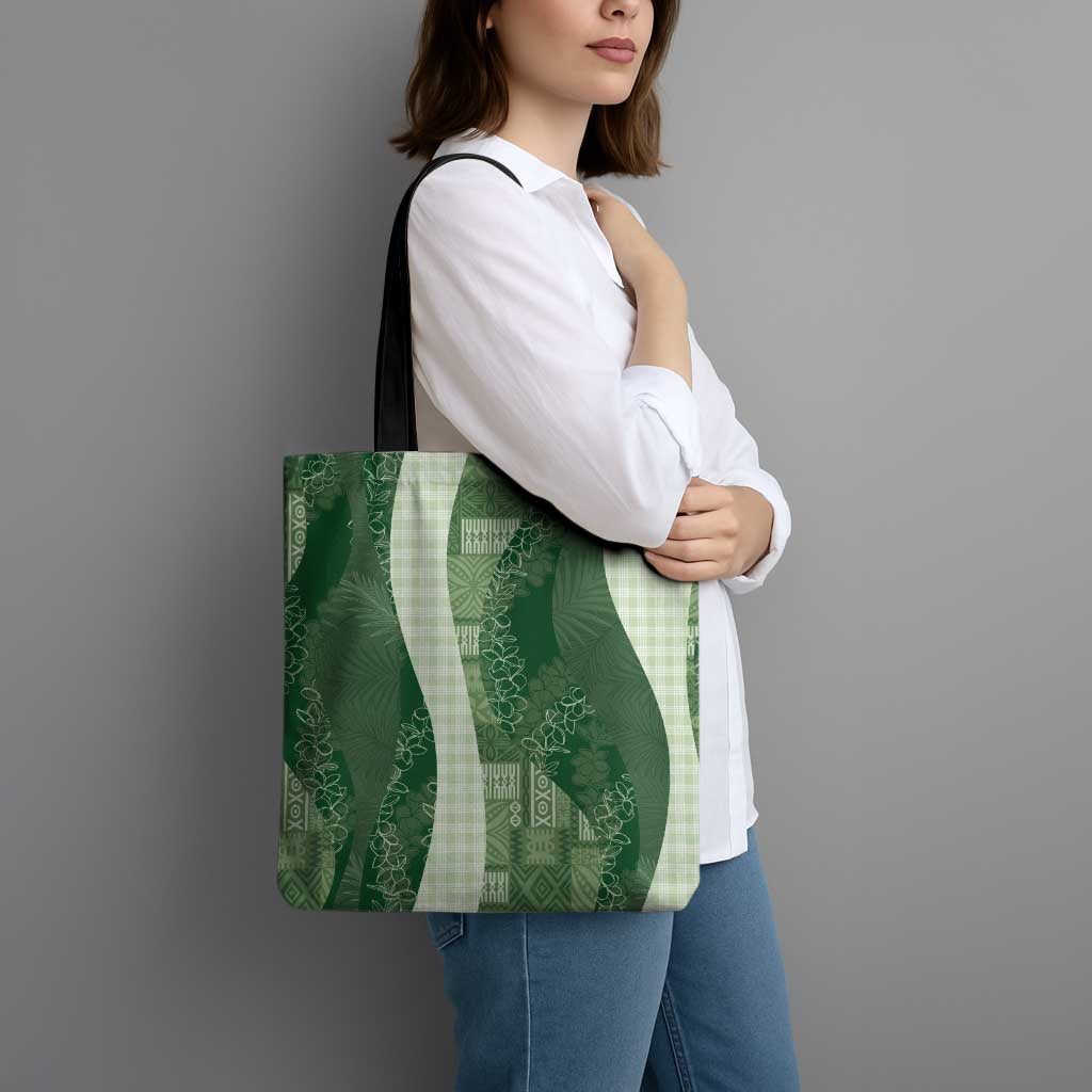 Polynesian Tribal Pattern Patchwork Picturesque Tote Bag Sage Green LT7 - Polynesian Pride