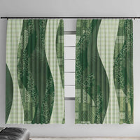 Polynesian Tribal Pattern Patchwork Picturesque Window Curtain Sage Green LT7 With Hooks Sage Green - Polynesian Pride