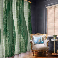 Polynesian Tribal Pattern Patchwork Picturesque Window Curtain Sage Green LT7 - Polynesian Pride
