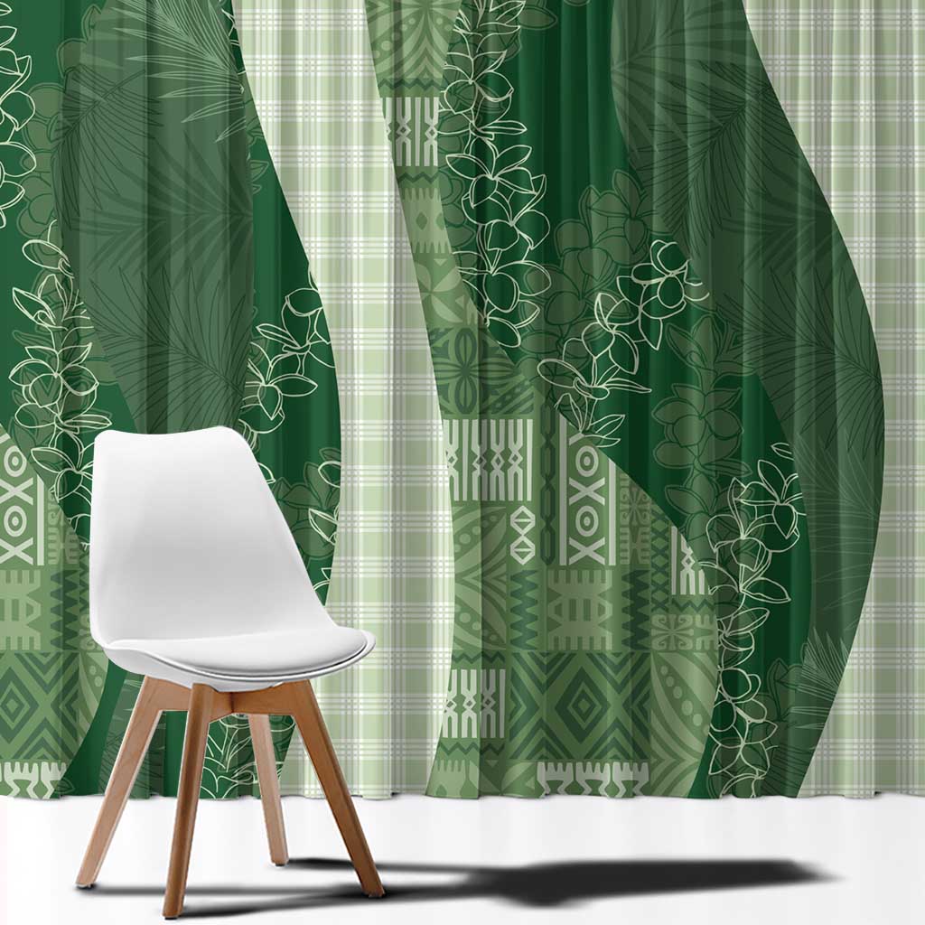 Polynesian Tribal Pattern Patchwork Picturesque Window Curtain Sage Green LT7 - Polynesian Pride