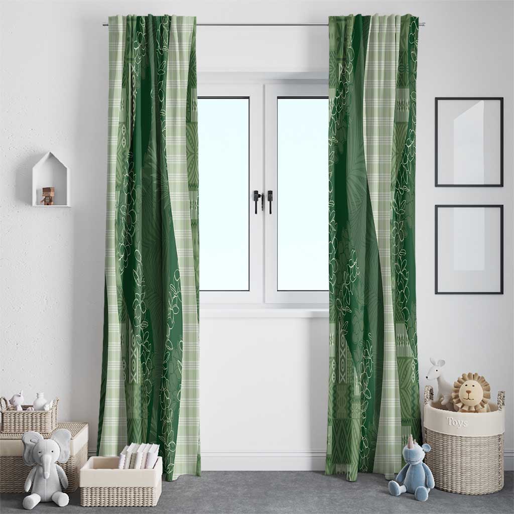 Polynesian Tribal Pattern Patchwork Picturesque Window Curtain Sage Green LT7 - Polynesian Pride