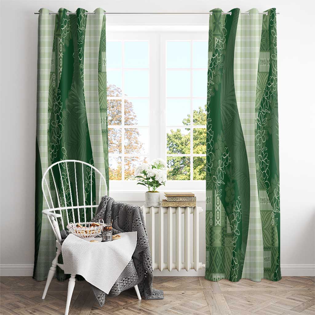 Polynesian Tribal Pattern Patchwork Picturesque Window Curtain Sage Green LT7 - Polynesian Pride