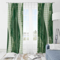 Polynesian Tribal Pattern Patchwork Picturesque Window Curtain Sage Green LT7 - Polynesian Pride