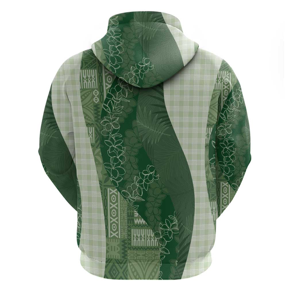 Polynesian Tribal Pattern Patchwork Picturesque Zip Hoodie Sage Green LT7 - Polynesian Pride