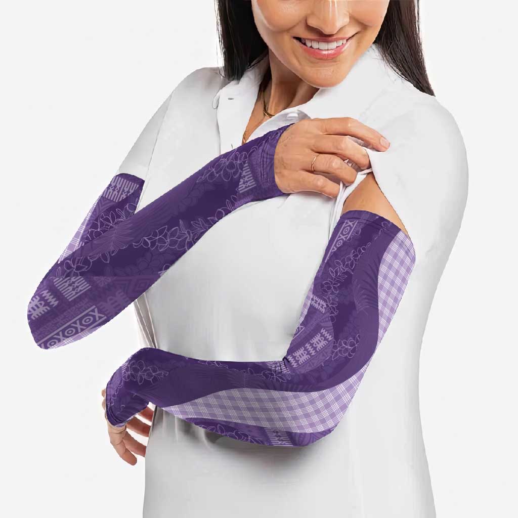 Polynesian Tribal Pattern Patchwork Picturesque Arm Sleeves Deep Violet LT7 - Polynesian Pride