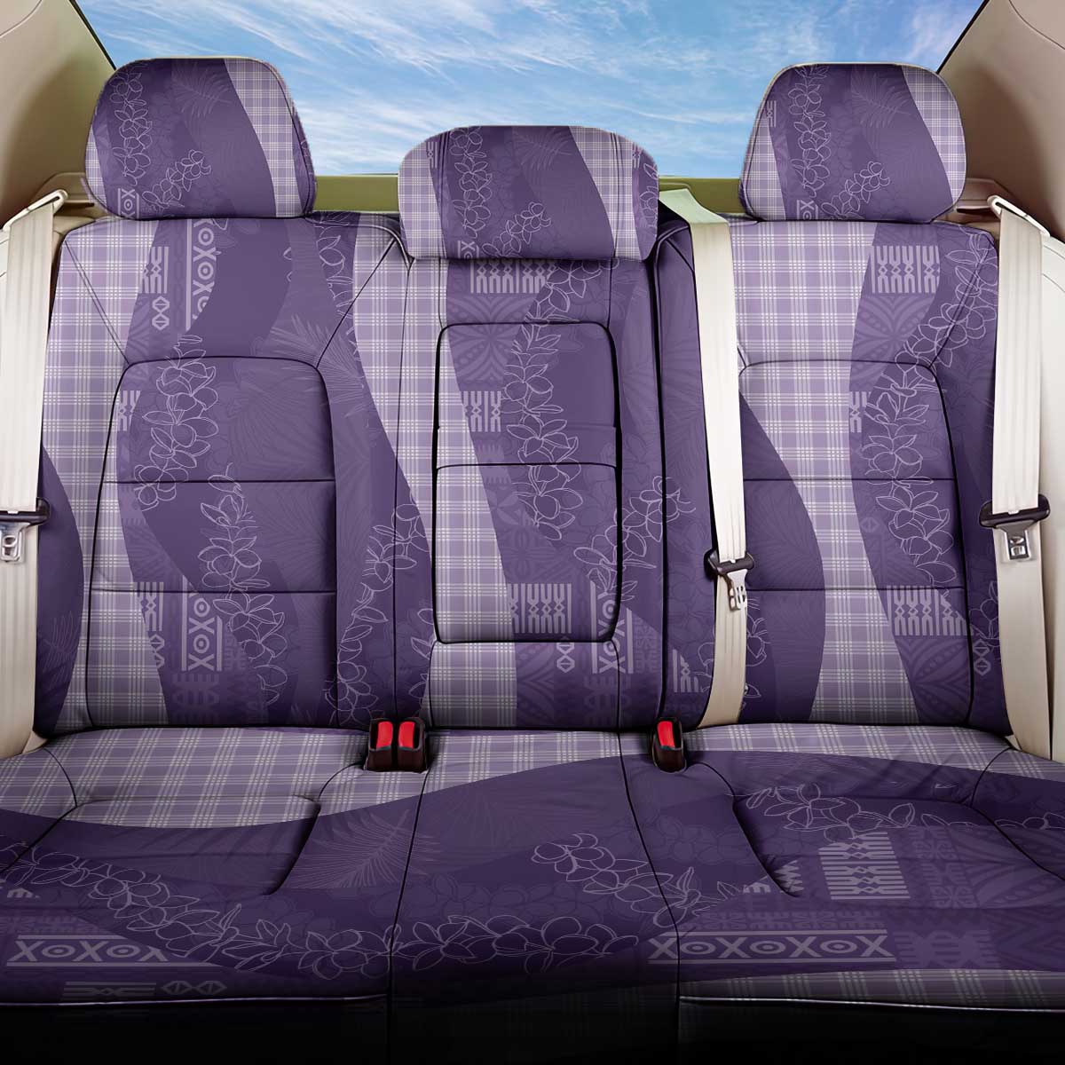 Polynesian Tribal Pattern Patchwork Picturesque Back Car Seat Cover Deep Violet LT7 One Size Violet - Polynesian Pride