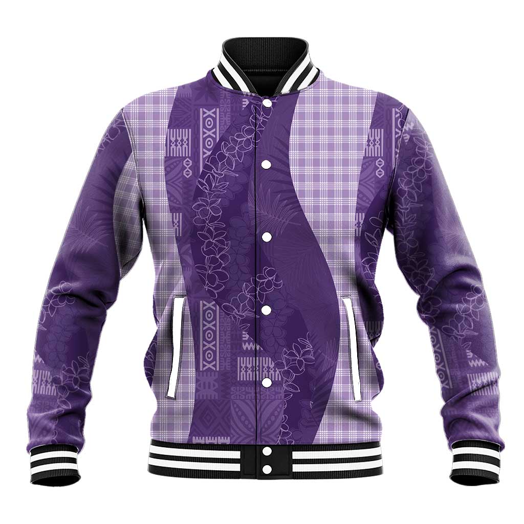 Polynesian Tribal Pattern Patchwork Picturesque Baseball Jacket Deep Violet LT7 Unisex Violet - Polynesian Pride