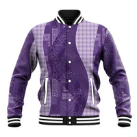 Polynesian Tribal Pattern Patchwork Picturesque Baseball Jacket Deep Violet LT7 Unisex Violet - Polynesian Pride
