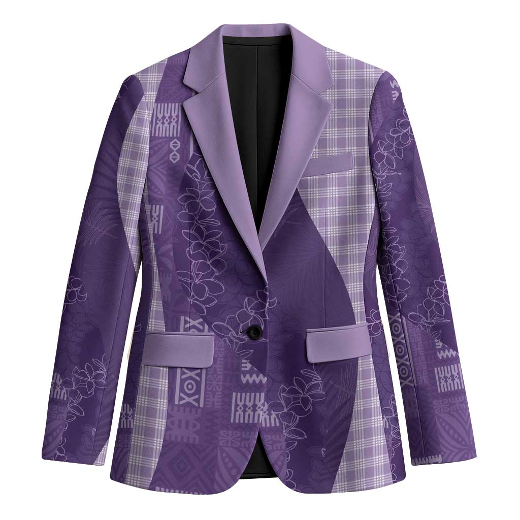 Polynesian Tribal Pattern Patchwork Picturesque Blazer Deep Violet LT7 Unisex Violet - Polynesian Pride